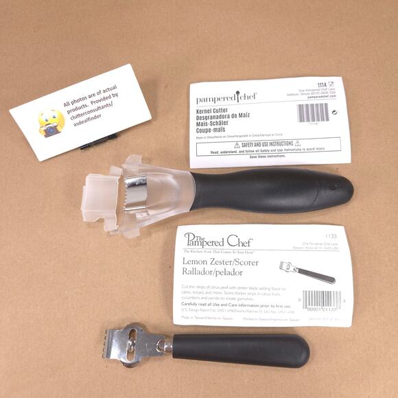Pampered Chef Bundle 1485 Rolling Pin 2677 Opener 1114 Kernel Cutter 1133 Zester - Picture 2 of 5
